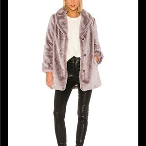 Revolve MAJORELLE Brinley Faux Fur Collared Boho Coat Jacket Arctic Size S